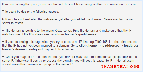 Lỗi không nhận domain trong kloxo