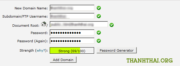 Chức năng addon domains