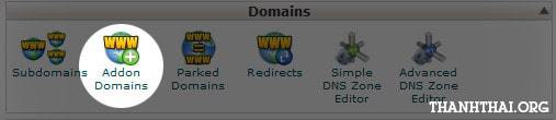 Chức năng Addon domains