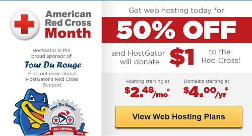 Hostgator coupon American Red Cross