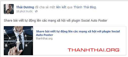 Bài viết được share tự động lên facebook