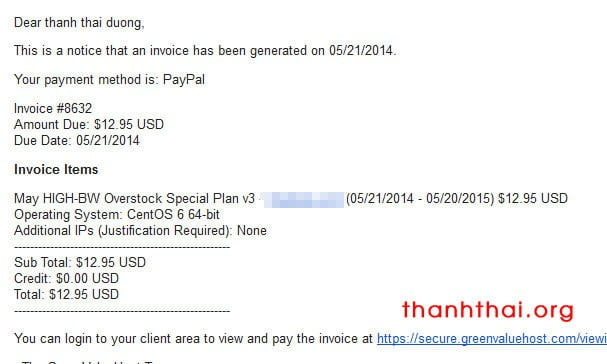 invoice greenvaluehost
