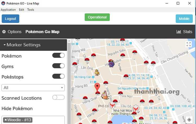 Hiển thị pokemon Gym trong pokemon go map