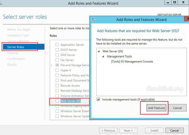 Cài IIS cho windows server