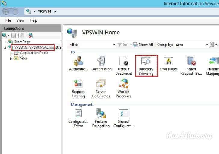 Bật directory browsing iis