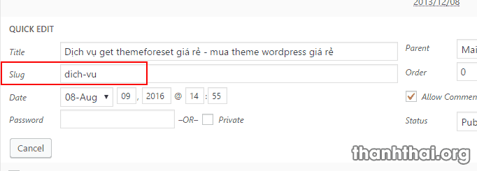 slug wordpress