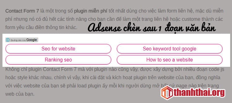 Chèn adsense sau 1 đoạn văn bản