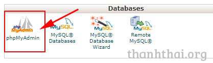 Đăng nhập phpMyadmin