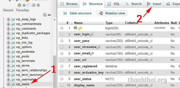 Thêm admin wp bằng database mysql