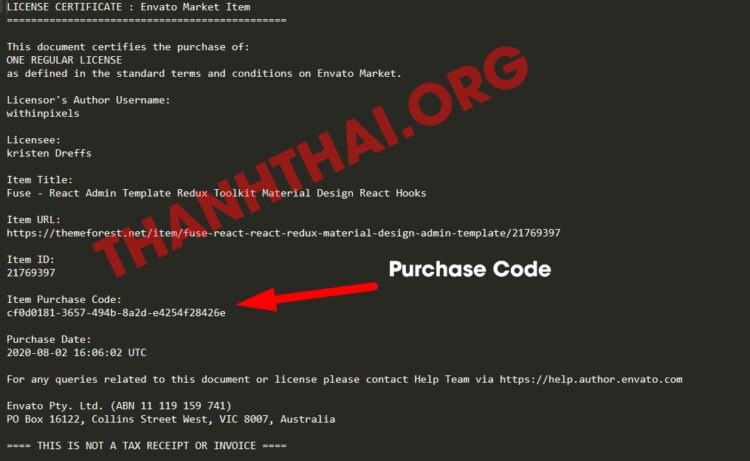 File license txt của Dịch vụ mua theme từ Themeforest giá rẻ