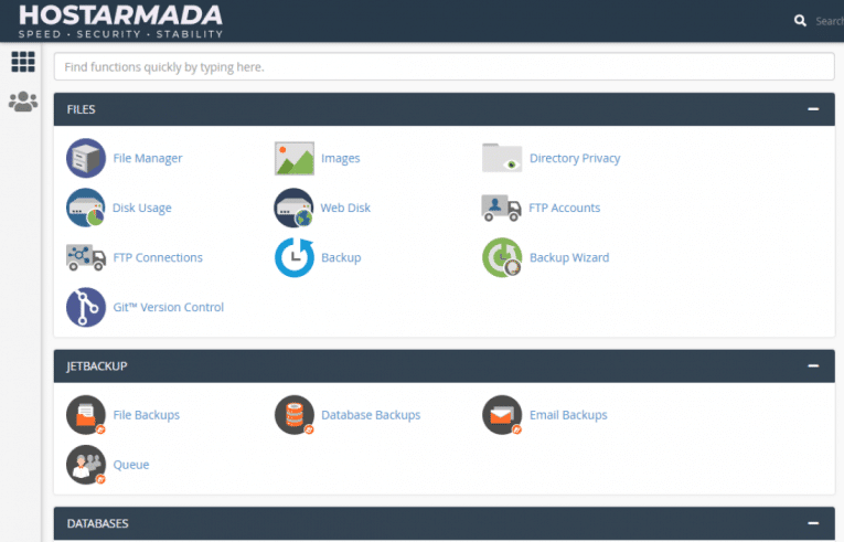 HostArmada sử dụng trình quản lý Cpanel